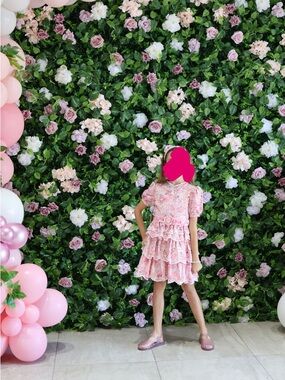 Marlo kids - Pink Floral Tiered Ruffle Dress